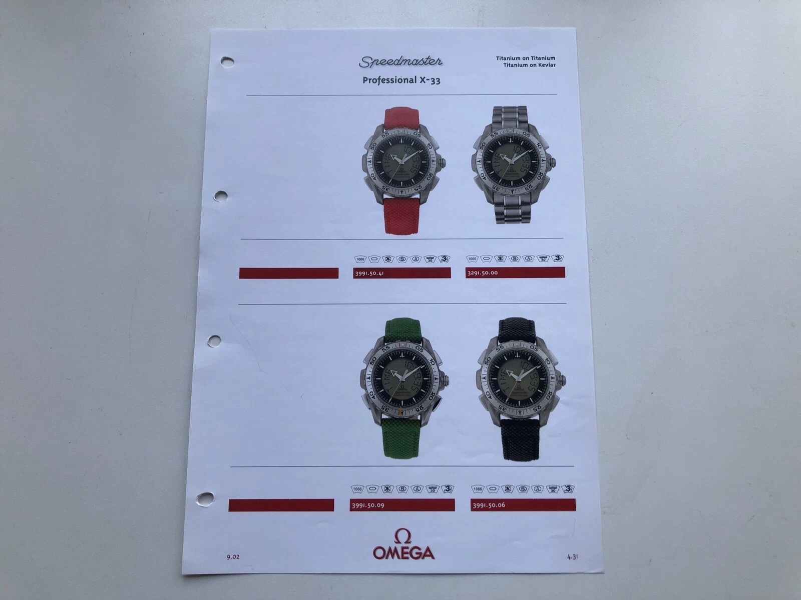 Página de catálogo oficial Omega del X-33